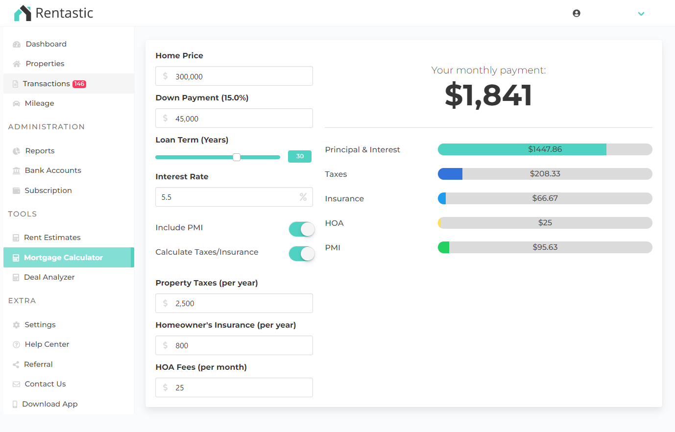 Rentastic Mortgage Calculator